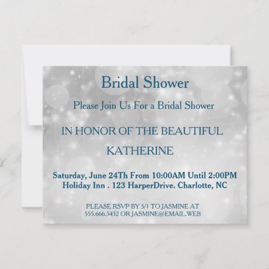 白い輝フェイクくファブ紙吹雪キラキラ点 招待状 (正面)
