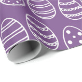 白い輪郭のイースターエッグを持つ紫 ラッピングペーパー (ロールコーナー)