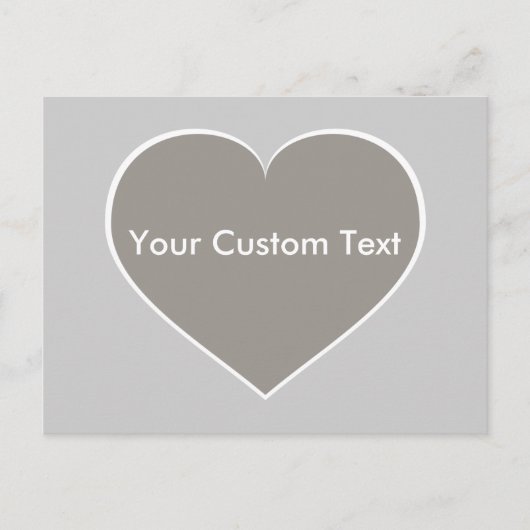 白い輪郭を持つシルバーハート ポストカード (正面)
