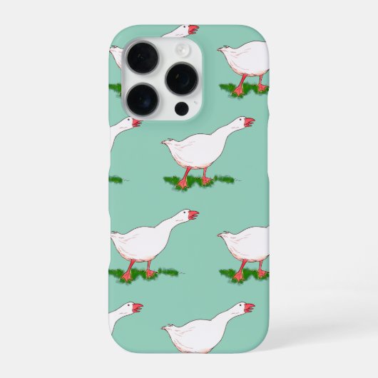 白い農場のガチョウ iPhoneケース (裏面)