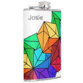 白い追加の三角形に輝く3D虹のキューブ フラスク (右)