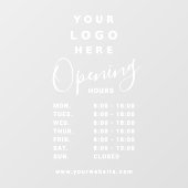 白い透明なビジネス ロゴ 営業時間 ウィンドウサイン (シート)