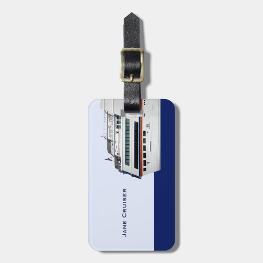 白い遊航船はデッキの旅行者を覆いました ラゲッジタグ (正面縦)