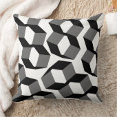 白い部分に無色の部分を持つ奇妙な黒い六角形 クッション (ブランケット)