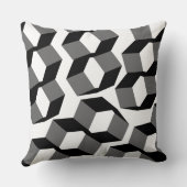 白い部分に無色の部分を持つ奇妙な黒い六角形 クッション (裏面)