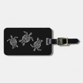 白い部族のカメ黒い背景アドレスの追加 ラゲッジタグ (正面横)