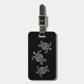 白い部族のカメ黒い背景アドレスの追加 ラゲッジタグ (正面縦)