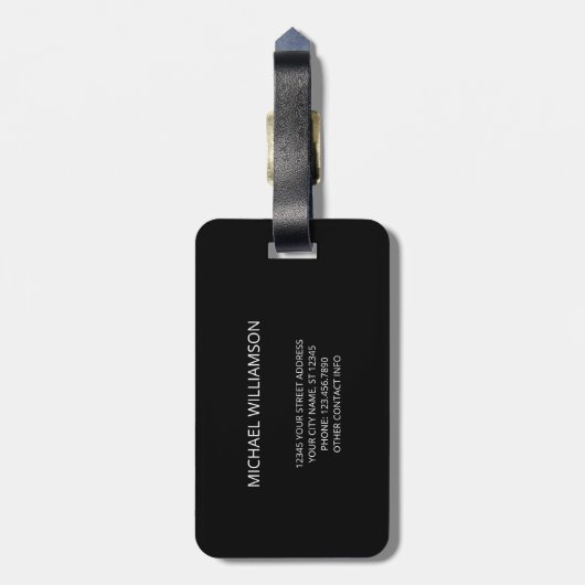 白い部族のカメ黒い背景アドレスの追加 ラゲッジタグ (裏面縦)