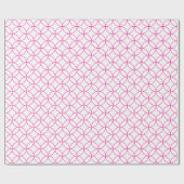 白い重なり合う円にホットピンク ラッピングペーパー (フラット)