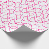 白い重なり合う円にホットピンク ラッピングペーパー (角)
