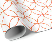 白い重なり合う円に明るいオレンジ ラッピングペーパー (ロールコーナー)