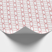 白い重複円に濃い赤 ラッピングペーパー (角)