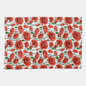 白い野に咲くケシの赤 キッチンタオル (横)