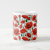 白い野に咲くケシの赤 ジャンボコーヒーマグカップ (正面)