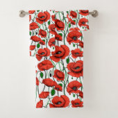 白い野に咲くケシの赤 バスタオルセット (インサイチュ)