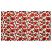 白い野に咲くケシの赤 ファブリック (ファットクウォーター)