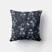 白い野の花と最大深い青 クッション (裏面)