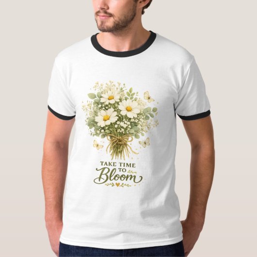 白い野の花のブーケ Tシャツ (正面)