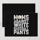 白い野球パンツのお母さんの日にママが反対 招待状 (正面/裏面)