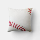 白い野球赤いステッチ クッション (裏面)