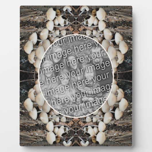 白い野生のキノコの自然自分の写真を追加 フォトプラーク (正面)