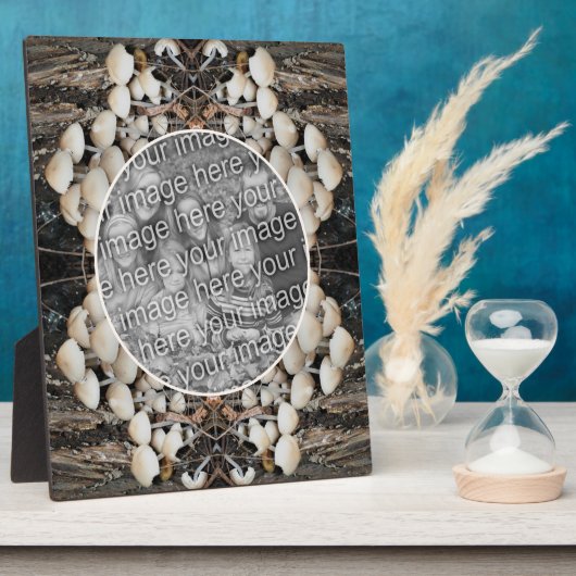 白い野生のキノコ 自然 あなた自身の写真を追加 フォトプラーク (側面)