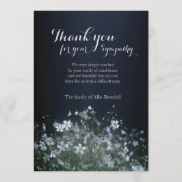 白い野生の花の死別は感謝していしています サンキューカード