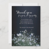 白い野生の花の死別は感謝していしています サンキューカード (正面)