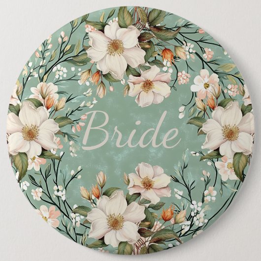 白い野生の花の花 缶バッジ (正面)