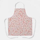 白い野生の花模様かわいらし エプロン (正面)