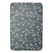 白い野生の花模様 バスマット (正面縦)