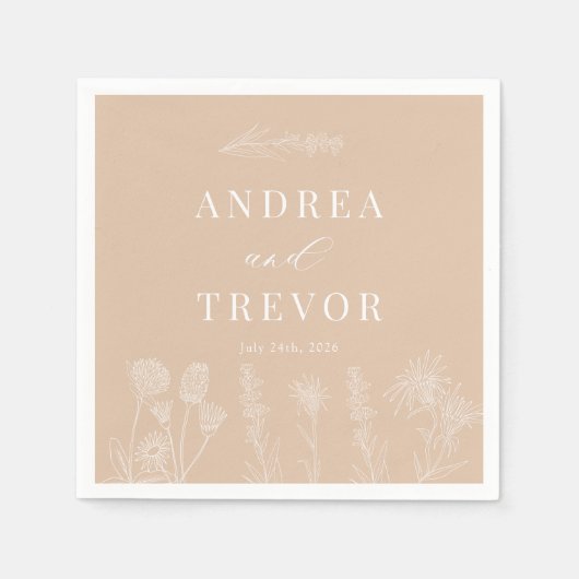 白い野生の花 | ボヘミアンチックなウェディング スタンダードカクテルナプキン (正面)