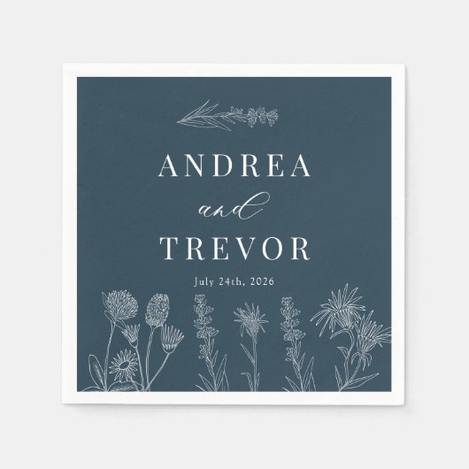 白い野生の花 | Boho Chic 結婚's スタンダードカクテルナプキン (正面)