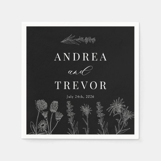 白い野生の花 | Boho Chic 結婚's スタンダードカクテルナプキン (正面)