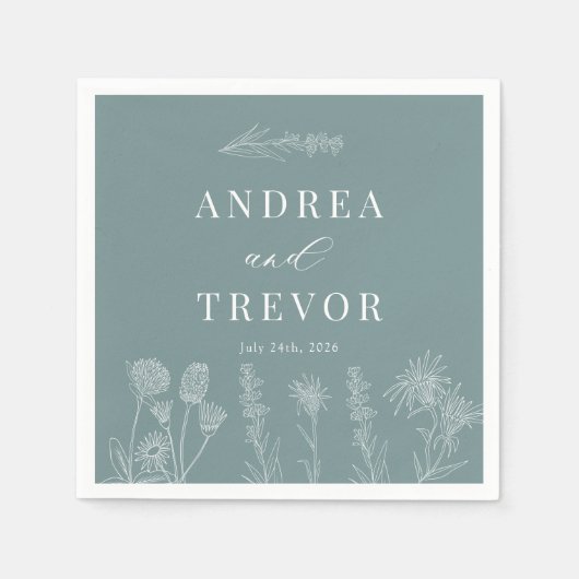 白い野生の花 | Boho Chic 結婚's スタンダードカクテルナプキン (正面)