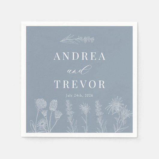 白い野生の花 | Boho Chic 結婚's スタンダードカクテルナプキン (正面)