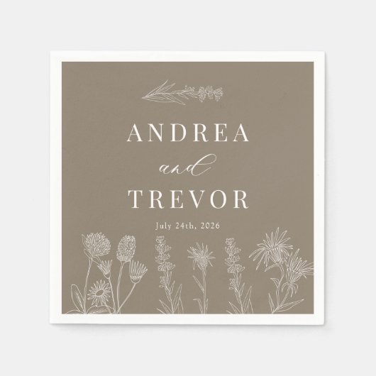 白い野生の花 | Boho Chic 結婚's スタンダードカクテルナプキン (正面)