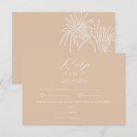 白い野生の花 | Boho Chic 結婚's 出欠カード (正面/裏面)