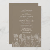 白い野生の花 | Boho Chic 結婚's 招待状 (正面/裏面)