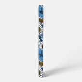 白い野花のデイジーと青い蝶々 SAMSUNG GALAXYケース (左側面)
