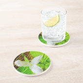 白い野草の雪の兆し抽象芸術 コースター (側面)