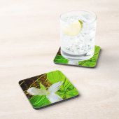 白い野草の雪の兆し抽象芸術 コースター (右側)