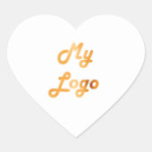 白い金ゴールドのロゴ ハートシール (正面)