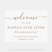 白い金ゴールドの歓迎の後で幸結婚福に アクリルサイン (正面)