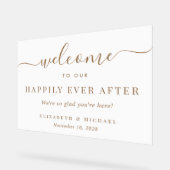 白い金ゴールドの歓迎の後で幸結婚福に アクリルサイン (傾斜)