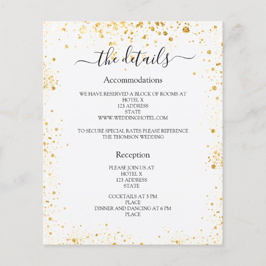 白い金ゴールドの輝く結婚式のプログラムの詳細 (正面)