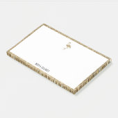 白い金ゴールドグリッターフラミンゴ縁どと+名前 ポストイット (アングル)