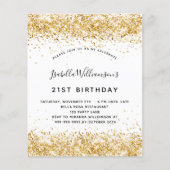 白い金ゴールドグリッター誕生日の予算の招待 チラシ (正面)