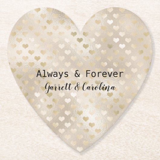 白い金ゴールドハート ペーパーコースター (正面)