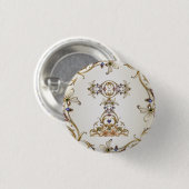 白い金ゴールドフローラボタン 缶バッジ (正面&裏面)